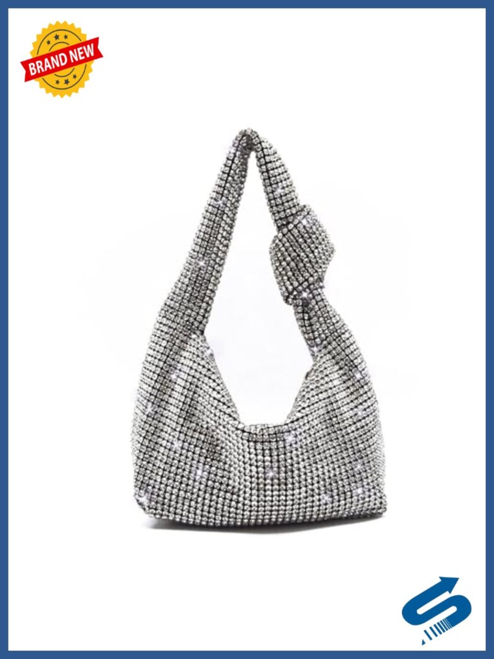 Rhinestone Knotted Hobo Evening Bag Glitter Clutch Purse Handbag